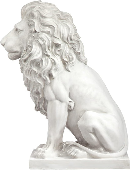 Design Toscano Lion of Florence Sentinel Indoor/Outdoor Animal Statue, 28 Inch Tall, Cast Stone Resin, Antique Stone Finish