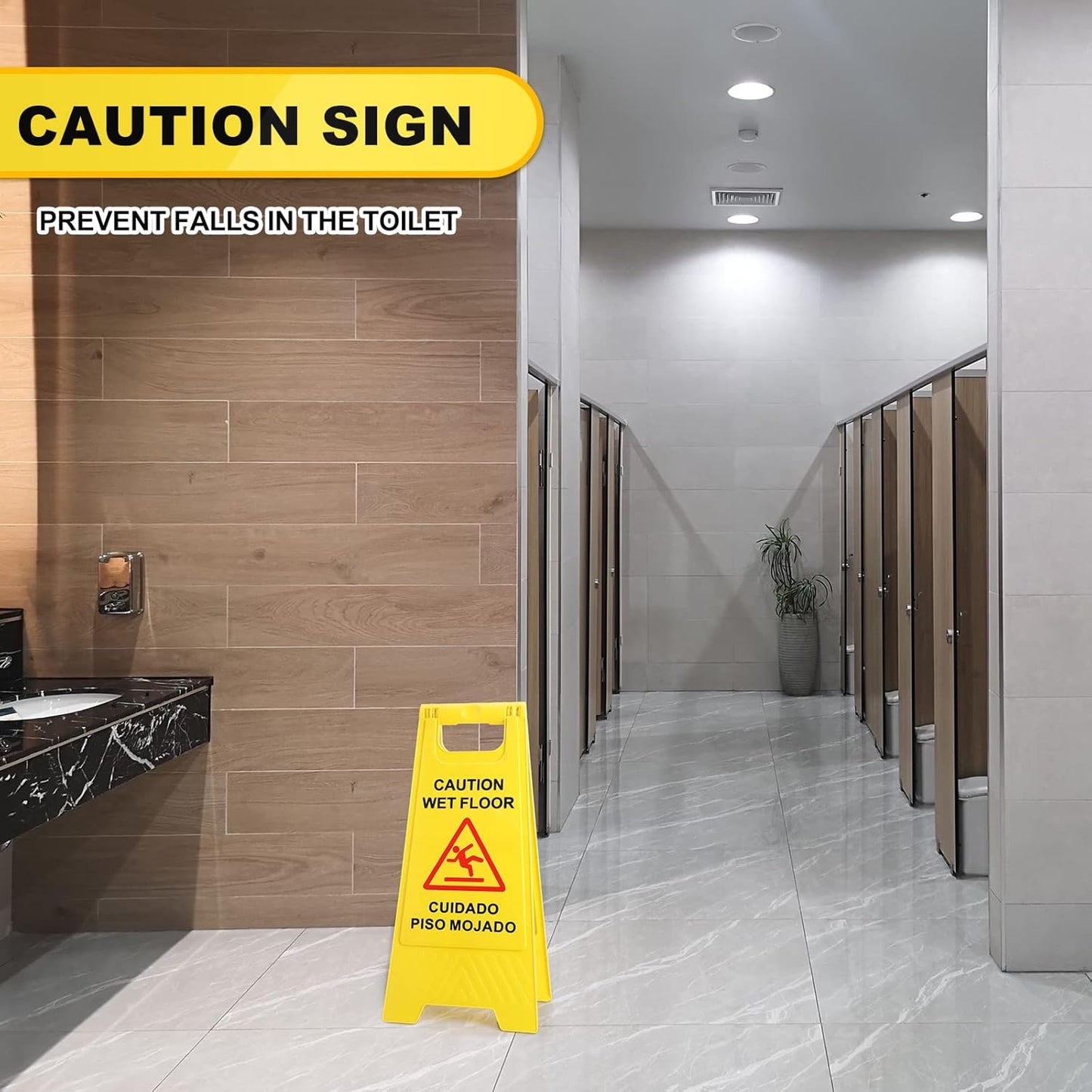 Macarrie 12 Pack Caution Wet Floor Sign Wet Floor Double Sided Cuidado Piso Mojado Foldable Bilingual Alert Sign for Commercial Use Indoors Outdoors, 11.5 x 23.62 Inches(Classic Style)