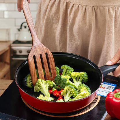 Wooden Spoons for Cooking 6 Piece, Natural Teak Kitchen Utensils Spatula, Smooth Finish Wooden Cooking Utensils Spoons, Filter Spoon, Salad Fork