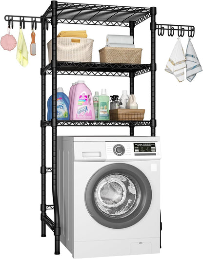 Ulif U8 Medium Laundry Room Storage Organizer, Over the Washer and Dryer Storage Shelves for Laundry Organization, 32.3”W x 17.3”D x 76.2”H, Suit Washing Machine Width within 29.9”, Hold 304 lb, Black