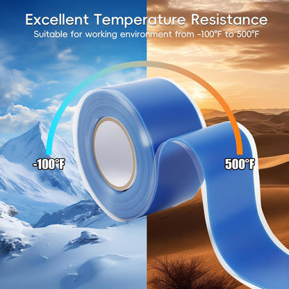 Self Fusing Silicone Tape 2 Rolls 1 in x 10' Blue Waterproof Rescue Tape Rubber Leak Silicone Self-amalgamating Tape for Plumbing, Sealing Pipes, Hose Repair, Outdoor Coax and Tool Fixation