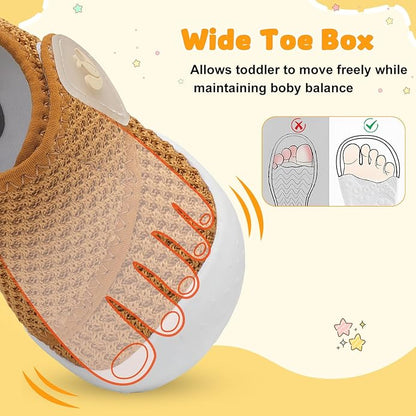FEETCITY Baby First Walking Shoes Wide Baby Shoes Infant Sneakers Newborn Crib Shoe Barefoot Lightweight Slip On Shoe
