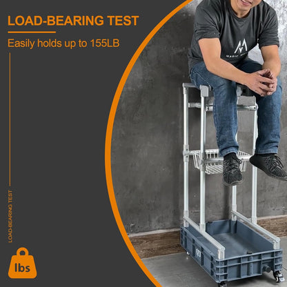 Rolling Cleaning Cart with Mop & Broom Organizer ， Convenient Storage Cart for Janitorial Supplies, Tools, and Cleaning Equipment ， Floor Cleaning Station with Wheels for Housekeeping, Garage &Garden