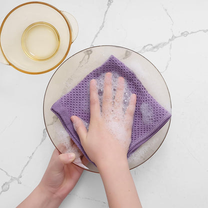 Homaxy 100% Cotton Waffle Weave Kitchen Dish Cloths, Ultra Soft Absorbent Quick Drying Dish Towels, 12 x 12 Inches, 8-Pack, Lavender