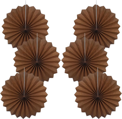 Brown Party Decorations,Brown Wedding Decorations for Party Events Accessories,Brown Birthday Decorations,Boho Party Decoration,Fall Decorations 16in Hanging Paper Fans 30 Color DIY Set(Brown)