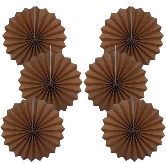 Brown Party Decorations,Brown Wedding Decorations for Party Events Accessories,Brown Birthday Decorations,Boho Party Decoration,Fall Decorations 16in Hanging Paper Fans 30 Color DIY Set(Brown)