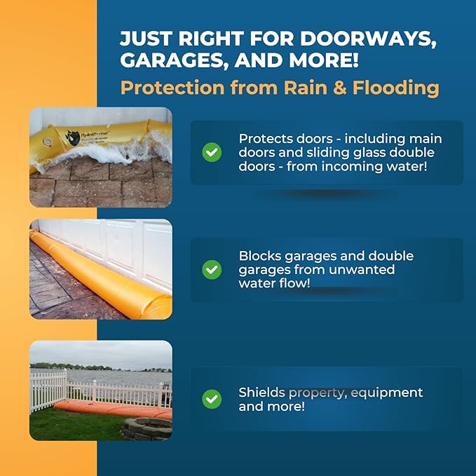Watershed Innovations Best Sandbag Alternative - HydraBarrier Supreme 24 Foot Length 12 Inch Height - Water Diversion Tube - Light, Re-usable, & Eco-Friendly Flood Barrier (Single Unit)