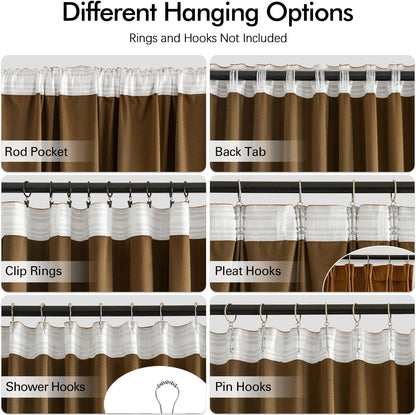 MIULEE Gold Brown Velvet Curtains 108 inches Long 2 Panels - Luxury Pinch Pleated Room Darkening Window Drapes for Bedroom Living Room Thermal Insulated Super Soft Extra Long, Back Tab Rod Pocket