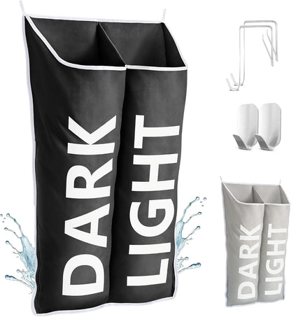 Hanging Laundry Hamper Bag XL 40x22", Space Saving over the Door Storage Bags, Behind the Door Hampers for Dirty Clothes & Wall Mounted Basket for Bathroom, Organizer for Small Room Spaces RV