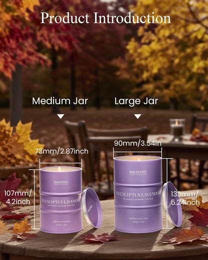 M&SENSE Eucalyptus Lavender Scented Candles Large, Natural Soy Candles 21.2oz 120 Hour Slow Burning,Aromatherapy Candle for Stress Relief Meditation Relaxing