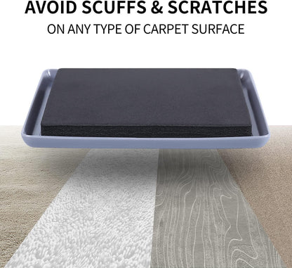 Ezprotekt 8 Pack Reusable Large Furniture Movers Sliders for Carpet, 5" Square Furniture Moving Pads, Carpet Sliders for Heavy Duty Sofa Bed Fridge, Move Items Quickly and Easily (Light Blue)