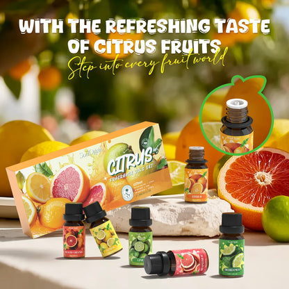 Citrus Essential Oils Set, Fragrance Oil Set for Diffuser, Scent Diffuser Oil for Candle Making- Blood Orange, Lemon, Bergamot, Lime, Grapefruit, Citrus