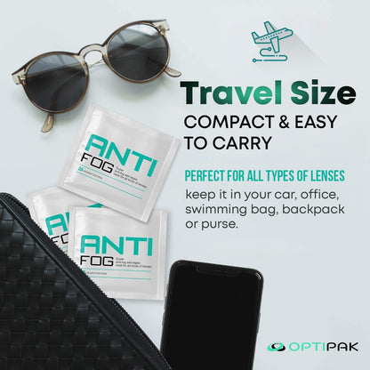 Opti-Pak Anti-Fog Pre-moistened Wipes for Glasses, Binoculars, Face Shields, Ski Masks or Swim Goggles - Prevents Fogging on Glass and Plastic Eyeglasses, Mirrors, Lenses and Windows (30pk 10 Count)