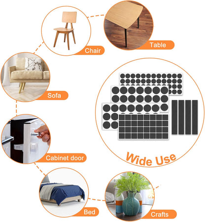 Felt Furniture Pads 400 Pieces, Furniture Pads for Hardwood Floors, Floor Protectors for Furniture Legs, Felt Pads for Furniture, Many Large Sizes Black