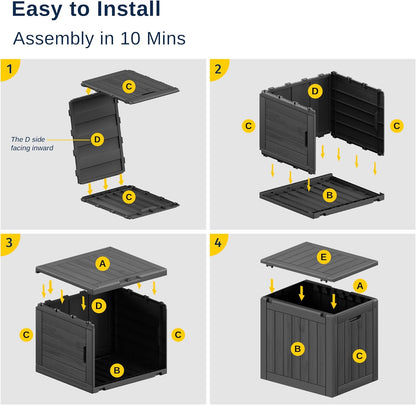 EAST OAK Outdoor Storage Box, 31 Gallon Deck Box, Waterproof Resin Storage Bin for Patio Cushions, Gardening Tools, Accessories, Lockable, UV Resistant, Black