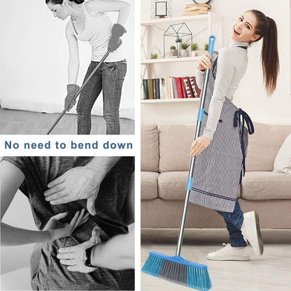 LandHope Heavy Duty Broom, 15.75in Wide Push Broom, 45.67in Long Handle, Adjustable, Floor Sweeper for Indoor Outdoor Commercial Warehouse Home Kitchen Patio Garden Garage