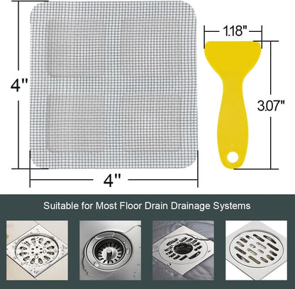 80PCS 4"x4" Disposable Hair Drain Stickers, Anti-Blocking Filter Screen Self-Adhesive Mesh Drain Covers for Bathroom, Bathtub, Sink, Kitchen, Laundry Room, Shower