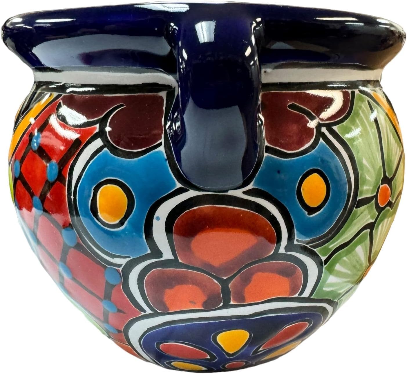 Talavera Michoacana Planter Pot Multicolor Folk Art Mexican Pottery Hand Painted Outdoor Indoor Home Decor Handmade 8" (Multi 2)