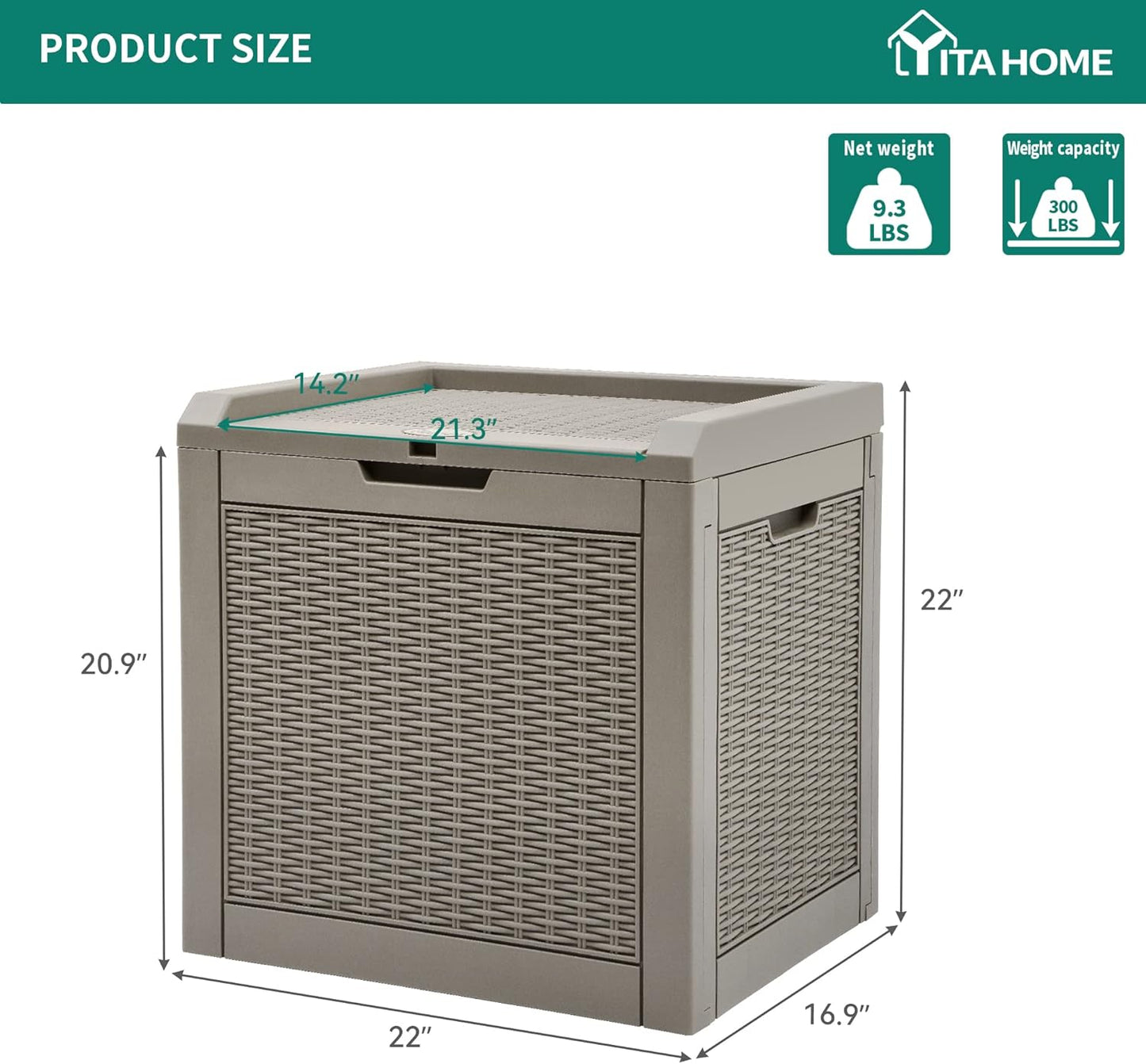 YITAHOME 32 Gallon Deck Box, Indoor Outdoor Storage Box for Patio Furniture, Pool Accessories, Cushions,Garden Tools,Sports Equipment, Waterproof Resin Rattan with Lockable Lid and Side Handles(Brown)