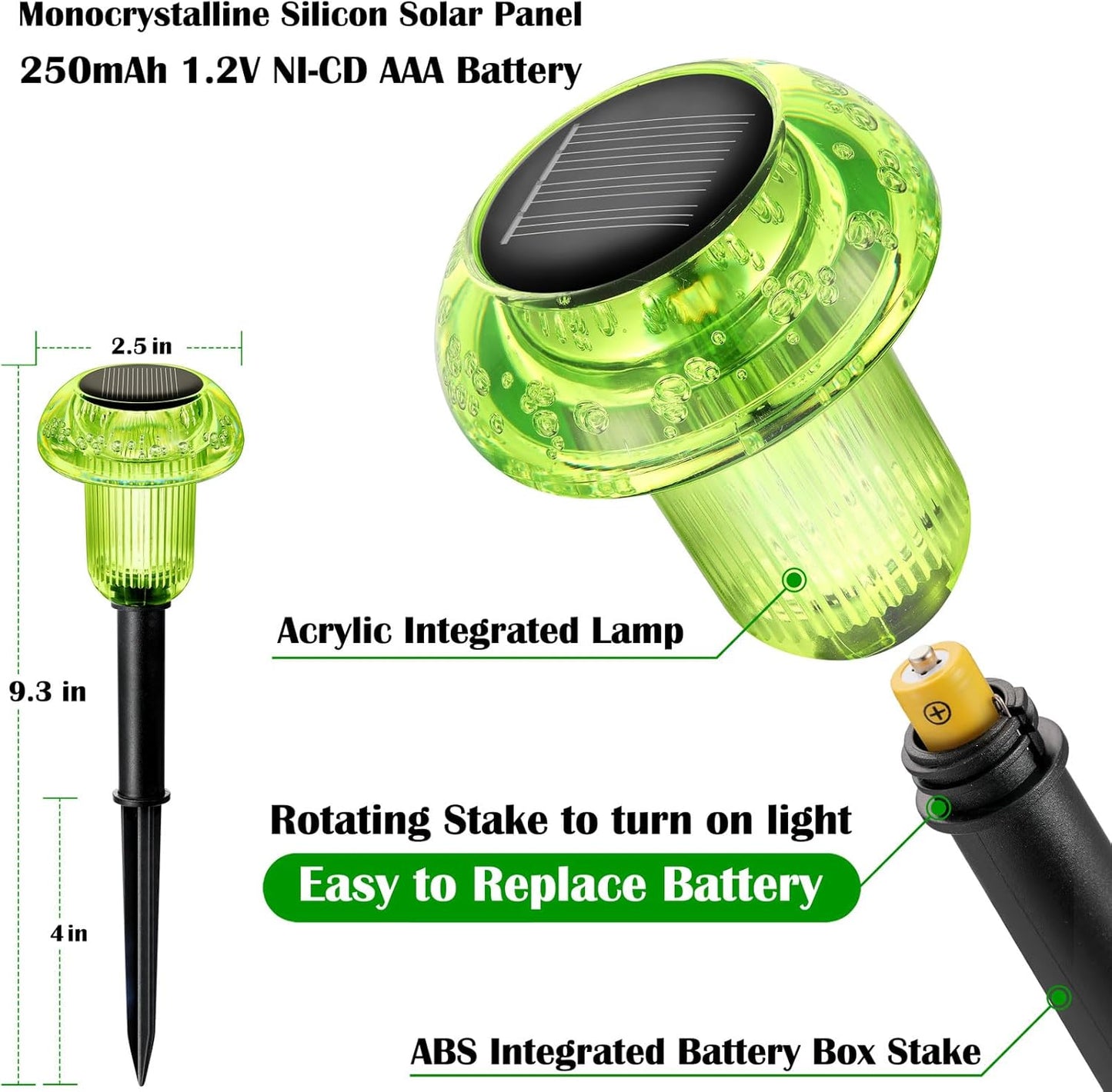 Halloween Solar Lights Outdoor 16 Pack Green LED Waterproof Mushroom Outside Lights for Yard Garden Patio Pathway Walkway Landscape Halloween Decorations