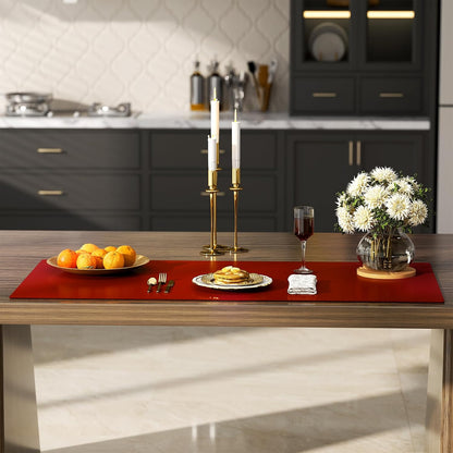 Quality Silicone Table Mat 47x24 Inch - High Heat Resistant (Lab Tested 482°F), Non-Slip Oil-Resistant Surface for Baking & DIY | Waterproof & Easy Clean (Red)