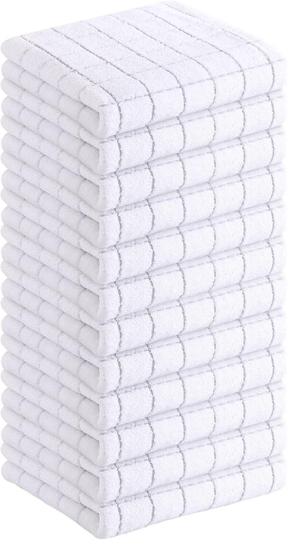 Homaxy 100% Cotton Terry Kitchen Dish Cloths, Ultra Soft and Absorbent Dish Towels for Kitchen, Suitable for Drying and Washing Dishes, 12 Pack, 12 x 12 Inches, White