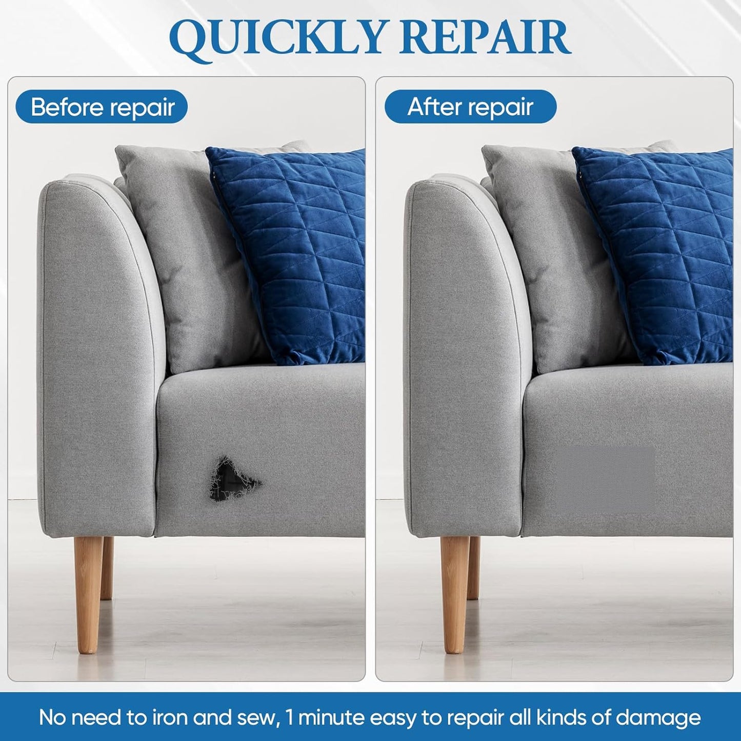 Canvas Repair Patch 5.5 x 8 Inches 6Pcs Self-Adhesive Waterproof Canvas Patch Kit for Repairing Tents,Sofas,Boat Covers,Camping Chair,Awnings,Car Seats.（Army Green）