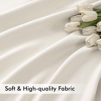 MIULEE Ivory Back Tab Blackout Curtains 84 Inch Length 2 Panels Set for Living Room Bedroom Privacy, Rod Pocket/Pinch Pleat Thermal Insulated Room Darkening Pleated Light Blocking Drapes