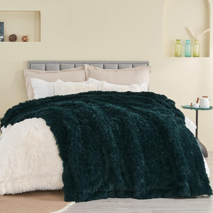 GONAAP Fuzzy Faux Fur Throw Blanket Twin Size Dark Teal Super Soft Cozy Plush Fuzzy Shaggy Blanket for Couch Sofa Bed (Dark Teal, Twin(60"x80"))
