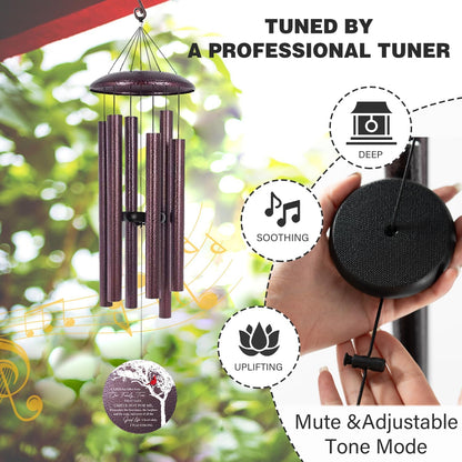 ASTARIN 36" Large Deep Tone Personalized Name Sympathy Wind Chimes, Cardinal Memorial Wind Chime for Loss of Mother Father Loved One, Bereavement Condolence Gifts Decor Outdoor Patio Garden