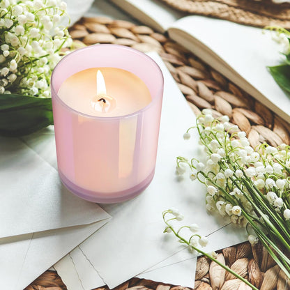 Thick Candle Jars for Making Candles 12 Pcs, 14 OZ Empty Jars with Wood Lids for Candle Making, Sample Container, Glitter Pink