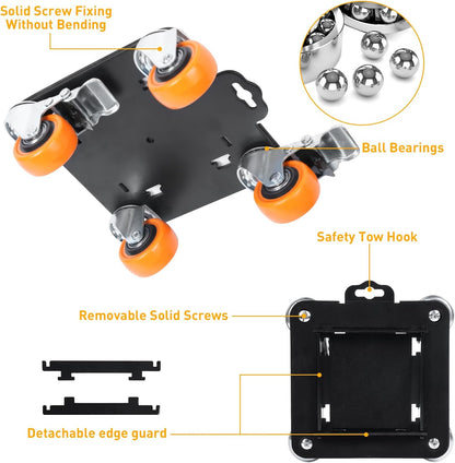 Furniture Movers with 4 Wheels,Heavy Duty Furniture Lift Mover Tool Set with 2000 lbs Load Capacity, Easy Sliders Dolly with Removable Side Guards&Brake, for Moving Appliance,Sofa etc