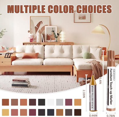 SEISSO 18 Colors Wood Wax Sticks ＆ Wood Markers Furniture Repair Kit - Set of 39 - Wood Floor Scratch Repair, Furniture Markers Touch Up Restore Wood Floors, Tables, Holes, Laminate, Carpenters