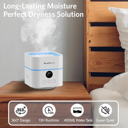 Air Purifier and Humidifier Combo for Bedroom, Covers Up to 200ft², H13 True HEPA Filter, 500ML Water Tank, Quiet Cool Mist Top Fill Essential Oil Diffuser for Baby, Pet Room, APP Control