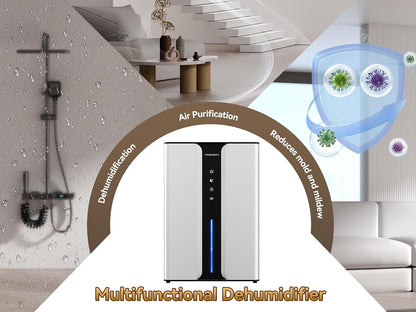 95oz Home Dehumidifier, (950 sq.ft) Quiet dehumidifier for Bedroom Bathroom with Drain Hose, with Air Reusable Filter Indoor deshumidificador for Basement RV Closet