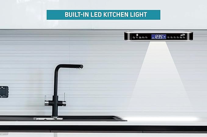 iLive Under Cabinet Bluetooth FM Radio for Kitchen, Wireless Stereo with Built-in Clock & Timer, 20 FM Presets, Negative LCD, 60-Ft Range, Under-Cabinet Mounting Hardware, AC Powered + Battery Backup