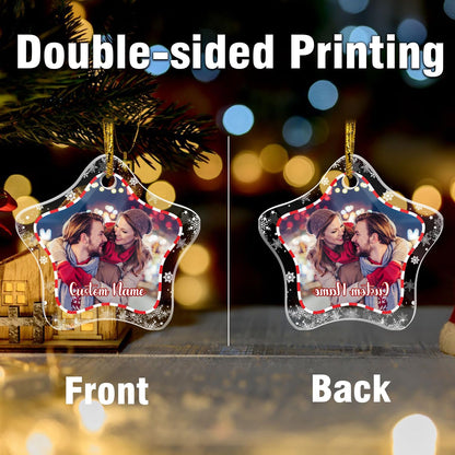 Personalized Christmas Ornaments, Crystal Custom Hanging Ornaments, Decorative Photo Hanging Glass Pendant, Design Own Picture, Gifts for Christmas, Star Shape for Family/Friends