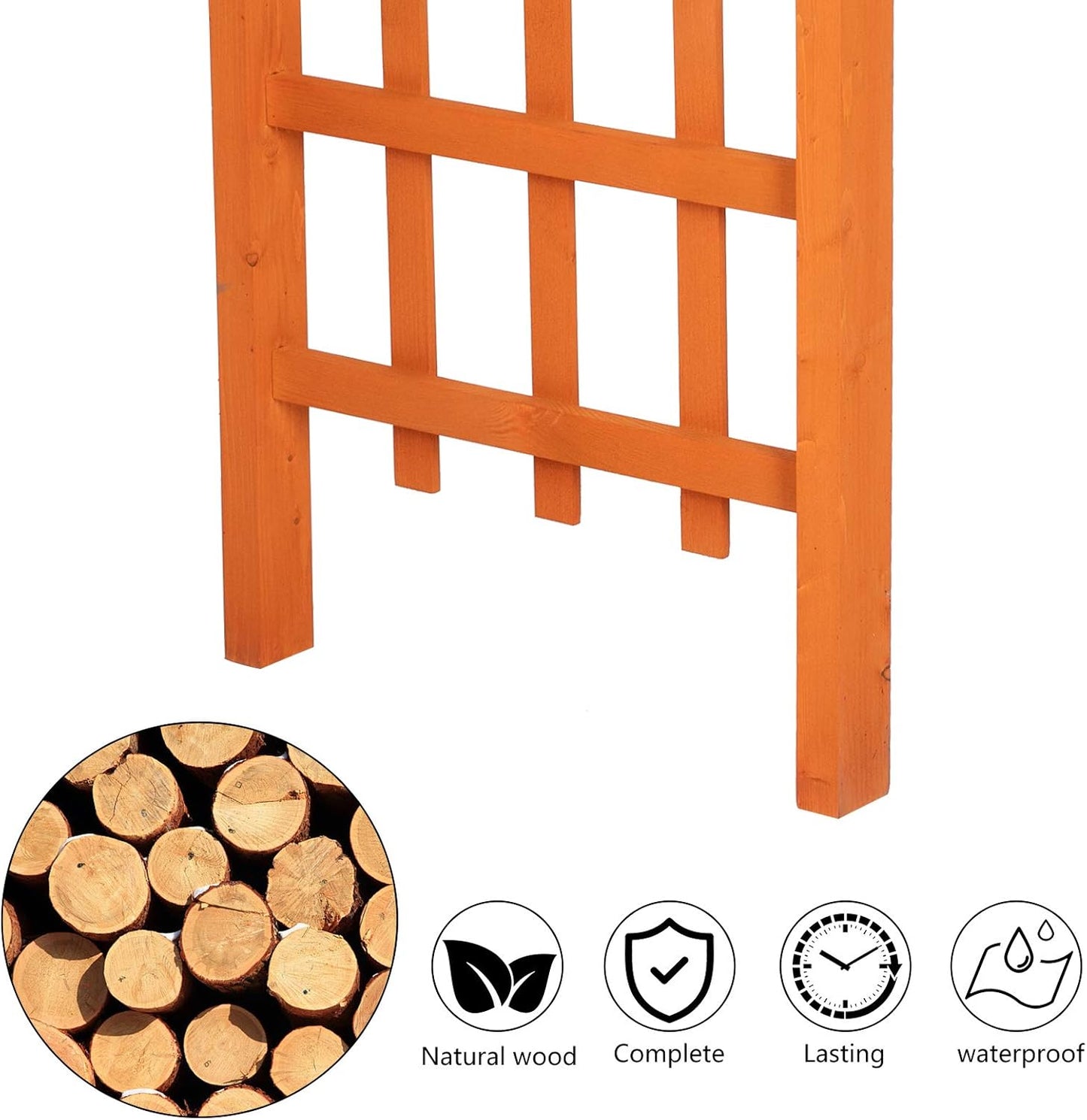 VINGLI 85in Wooden Arbor, Wedding Arch for Ceremony, Wood Trellis for Plant Climbing, Christmas Decor Pergola for Garden Backyard, Lawn (Teak)