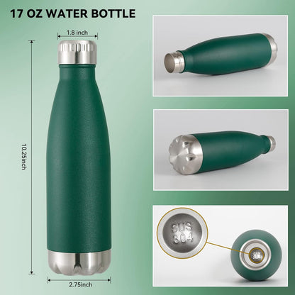 VEGOND 17oz Stainless Steel Water Bottles Bulk, Reusable Metal Sports Water Bottle Keeps Drink Hot and Cold, BPA Free Double Wall Vacuum Cola Shape Insulated Water Bottles for Camping Gym, 4 Pack
