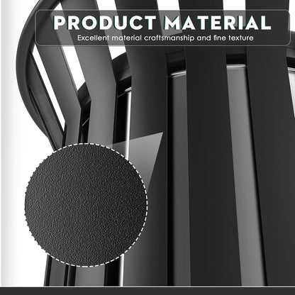 25.2IN Large Round Large Outdoor Trash Can, Heavy Duty Metal Slatted Garbage Can Outdoor, All Weather Resistant Commercial Garbage Cans, Waste Receptacle in Park, School, Beach, Patio Black
