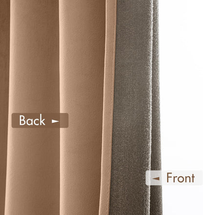 MIULEE Blush Beige Velvet Curtains Thermal Insulated Blackout Curtain Drapes for Bedroom Living Room Darkening 84 Inches Long Curtains Panels Rod Pocket Set of 2