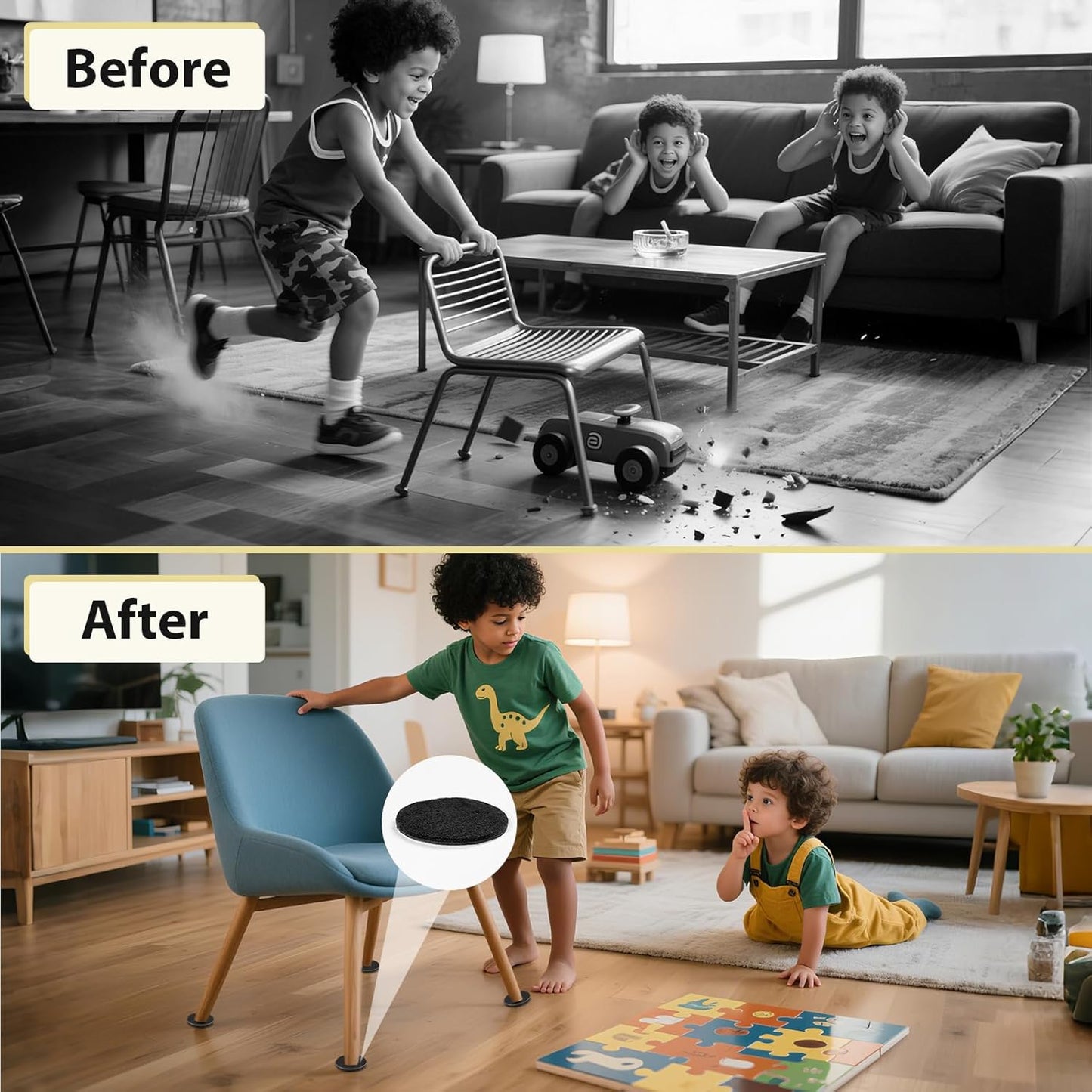 Ezprotekt 330 Pcs Felt Furniture Pads for Hardwoods Floors, Self Adhesive Cuttable Chair Felt Pads, Anti-Scratch Furniture Feet Floor Protectors Pads for Desk Sofa Bed Table Cabinet (Black)