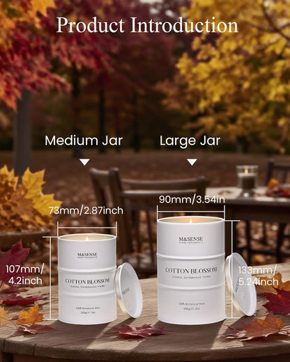 M&SENSE Cotton Blossom Scented Candles Large, Natural Soy Candles 21.2oz 120 Hour Slow Burning,Aromatherapy Candle for Stress Relief Meditation Relaxing