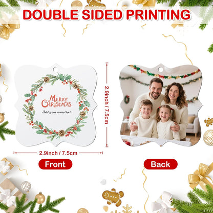Personalized Photo Christmas Ornaments Double-Sided Metal Custom Picture Christmas Ornament 2024, Customized Xmas Tree Decorations Memorial Gifts for Kids Couples Family Friends Pet