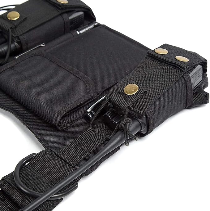 Radio Shoulder Holster Chest Harness Holder Vest Rig for Two Way Radio Chest Front Pack Pouch Walkie Talkie Case with Front Pouches for Kenwood Arcshell Retevis Baofeng UV-5R F8HP UV-82 888S (4Pack)
