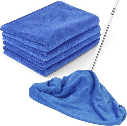 4 Pack Extra Large Microfiber Cleaning Cloths 20"x30", Lint-Free Reusable Towels for Home, Glass, Windows, Office, Kitchen, Bathroom – Blue Set