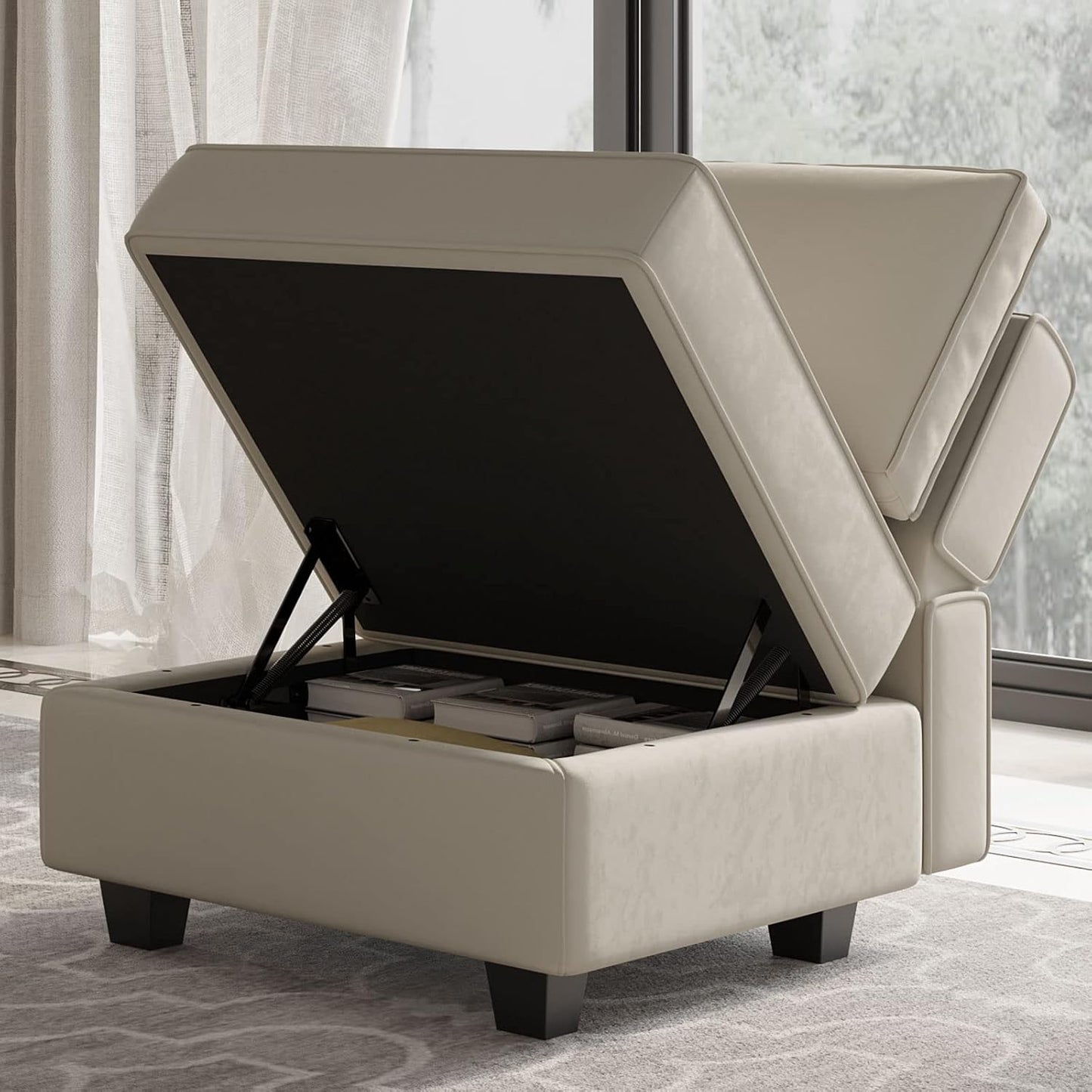 Belffin Modular Sofa Couch with Storage Seats Velvet 3 Seater Sofa for Living Room Grey