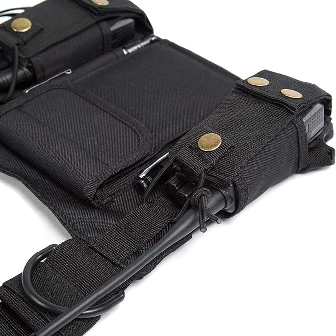 Radio Shoulder Holster Chest Harness Holder Vest Rig for Two Way Radio Chest Front Pack Pouch Walkie Talkie Case with Front Pouches for Kenwood Arcshell Retevis Baofeng UV-5R F8HP UV-82 888S (2Pack)