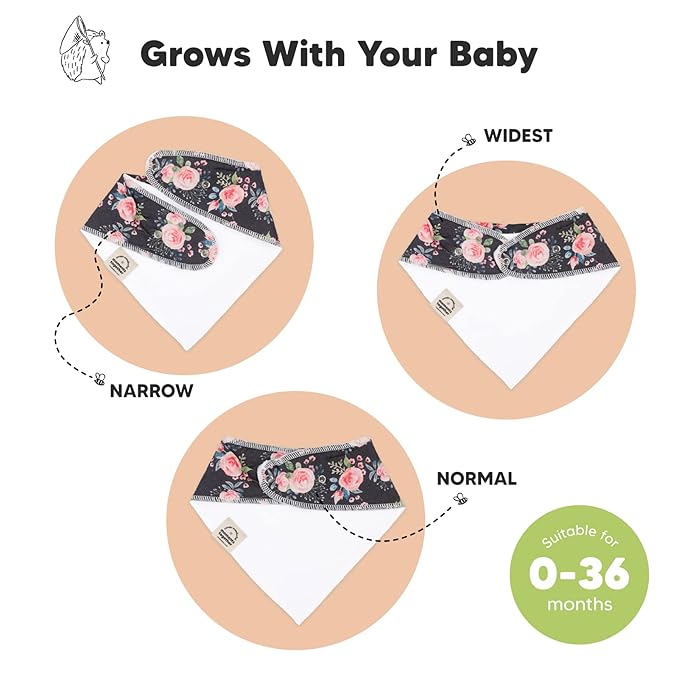 10-Pack Organic Baby Bandana Bibs for Girls - Super Absorbent Triangle Baby Bibs for Drooling and Teething Infant, 100% Cotton Extra Soft for Newborn, Infant 0-36 Months (Tea Party)
