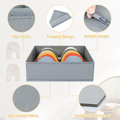 DIMJ Drawer Organizer Clothes 18 Pack - Foldable Baby Organizers and Storage & Dresser Organizer for Bedroom, Closet - Nursery Organization Dresser Dividers for underwear, Sock,Bra, Belt, Tie, Gray